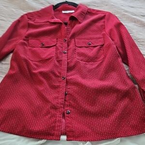 Rebecca Malone Red Geometric Button-Up